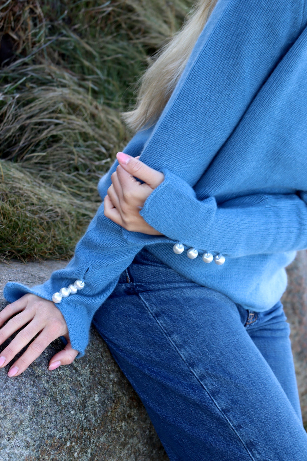 O'TAY Abbelone Sweater Blouses Washed Denim