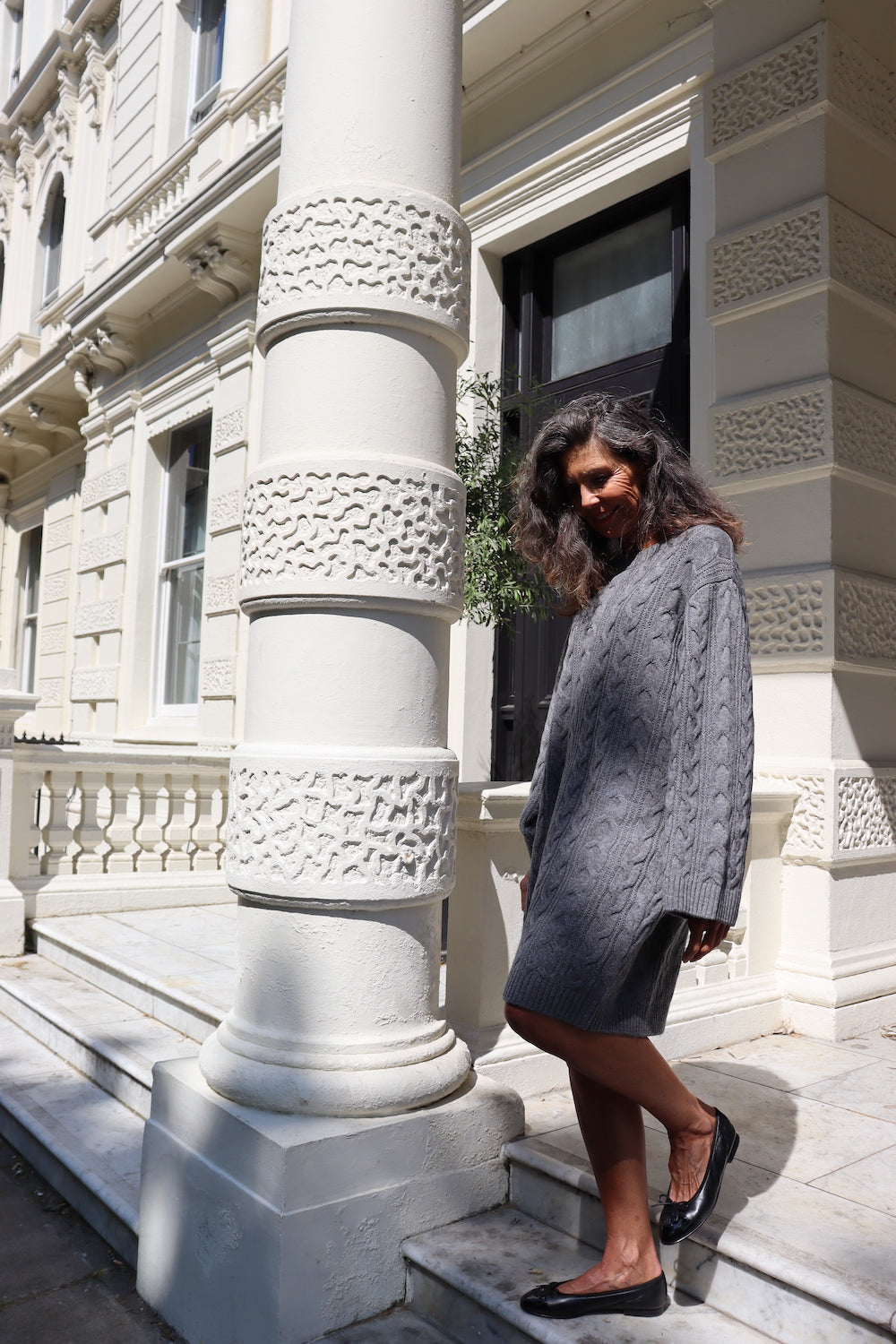 Dark grey outlet dress outfit