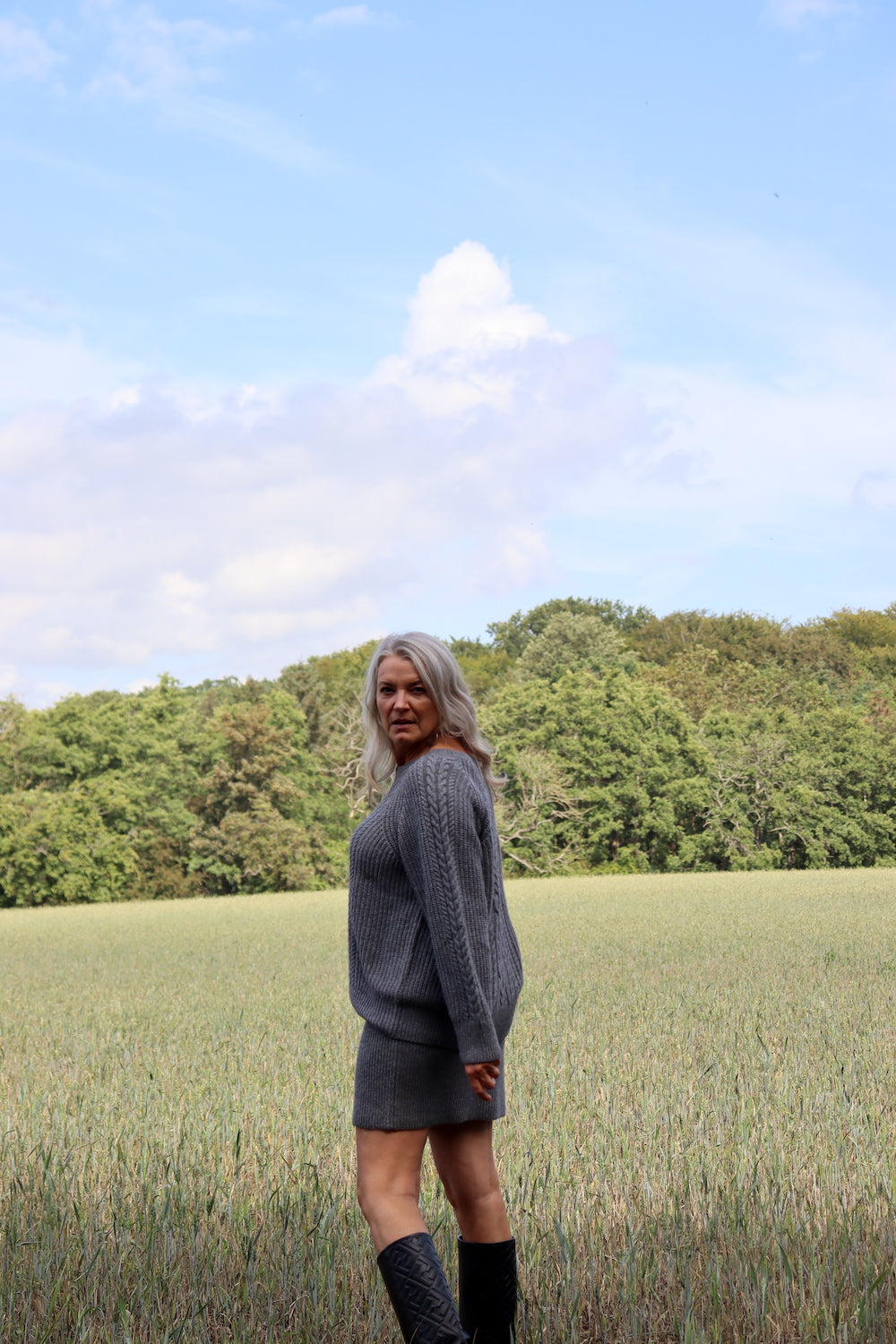 O'TAY Dove Sweater Blouses Dark Grey Melange