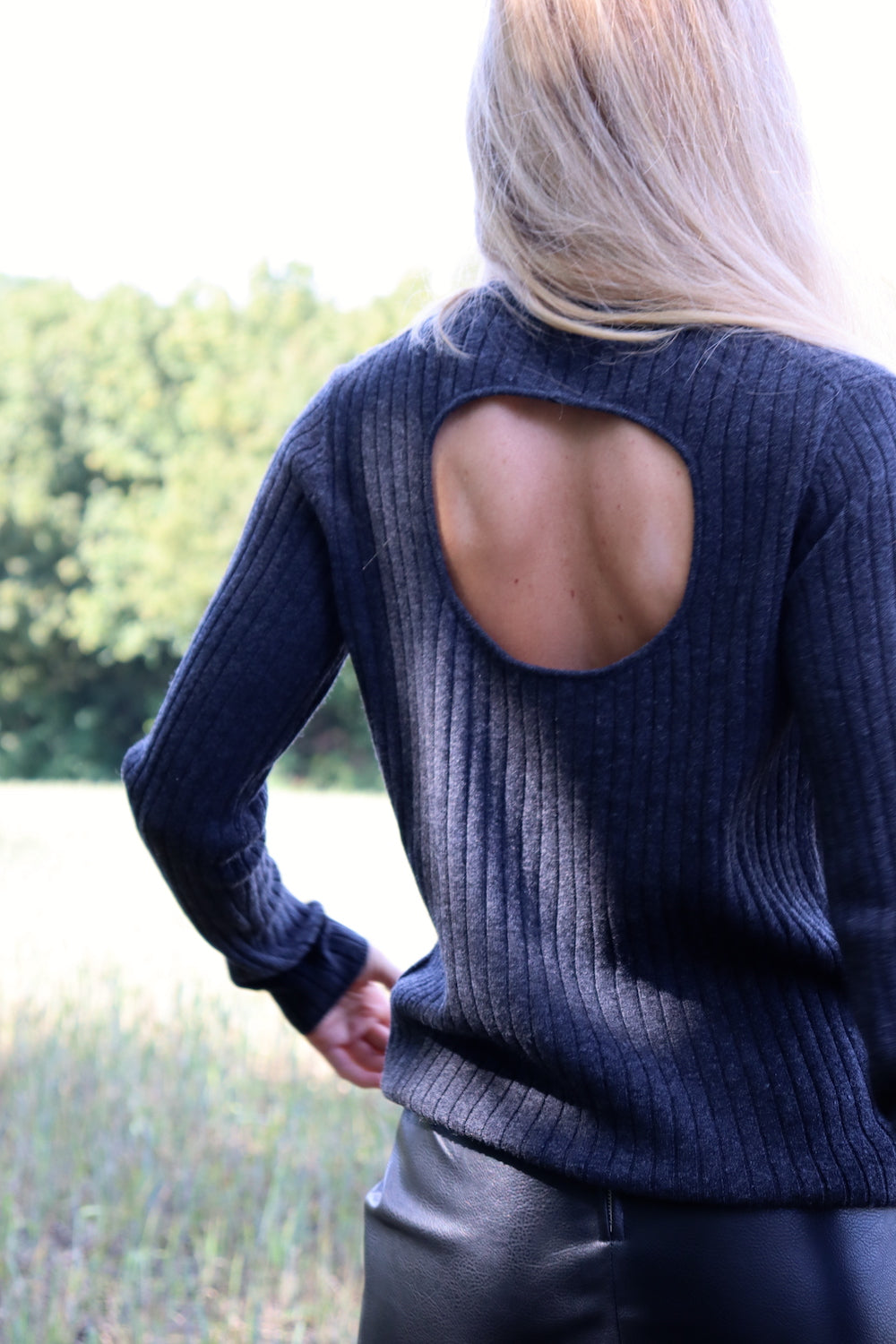 O'TAY Dulcia Sweater Blouses Charcoal