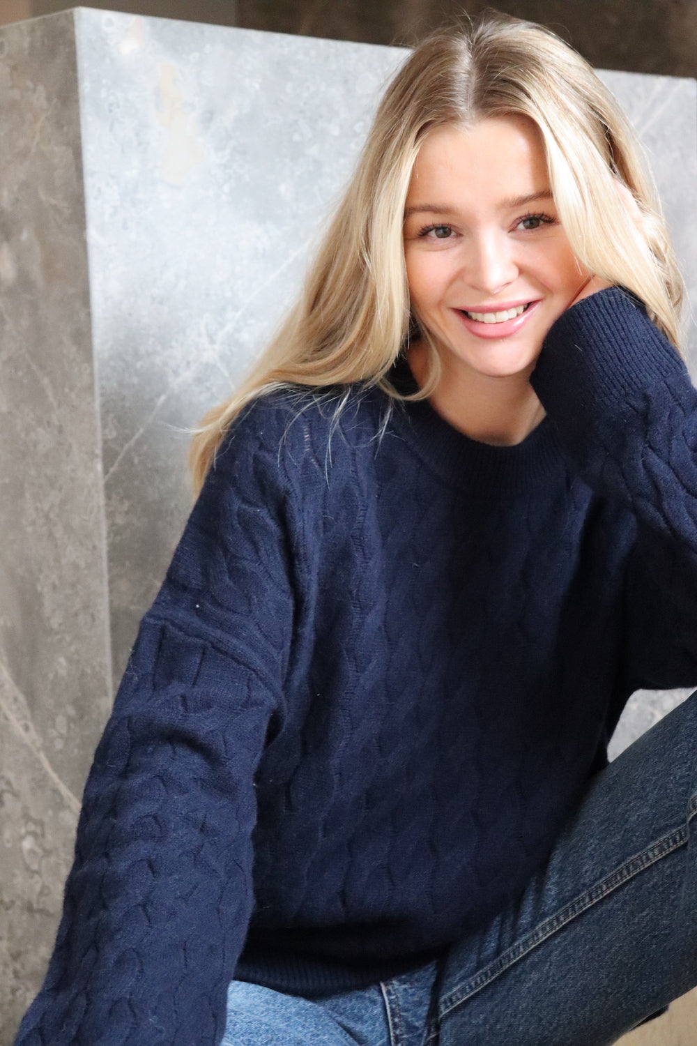 O'TAY Eline Sweater Blouses Midnight Navy