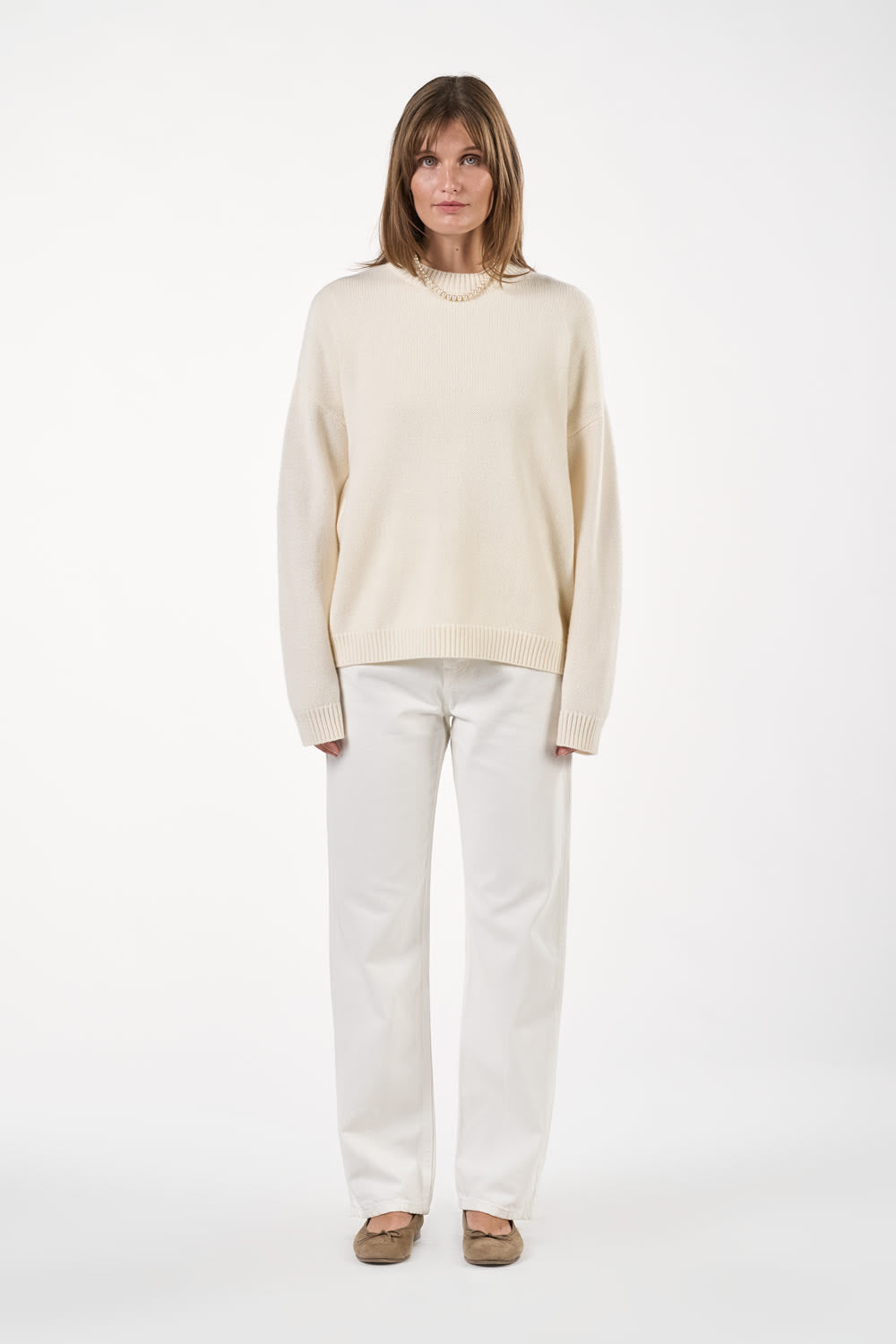 Kaia Sweater - Off White/Bordeaux