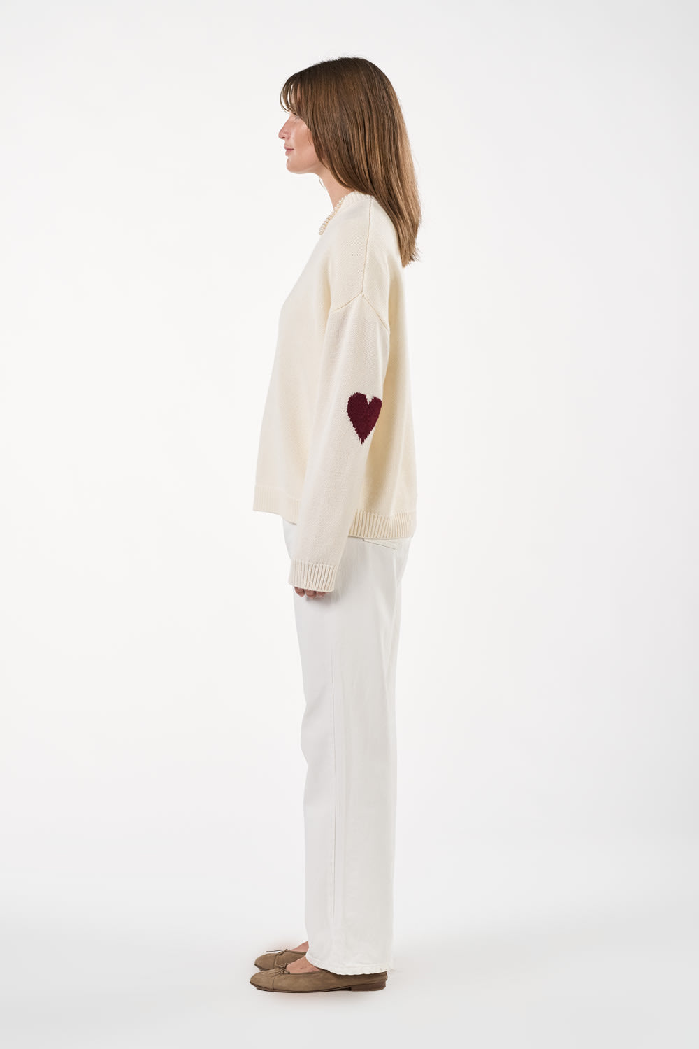 Kaia Sweater - Off White/Bordeaux