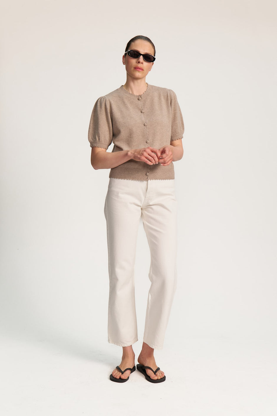 Rosie Short Sleeve Cardigan - Desert