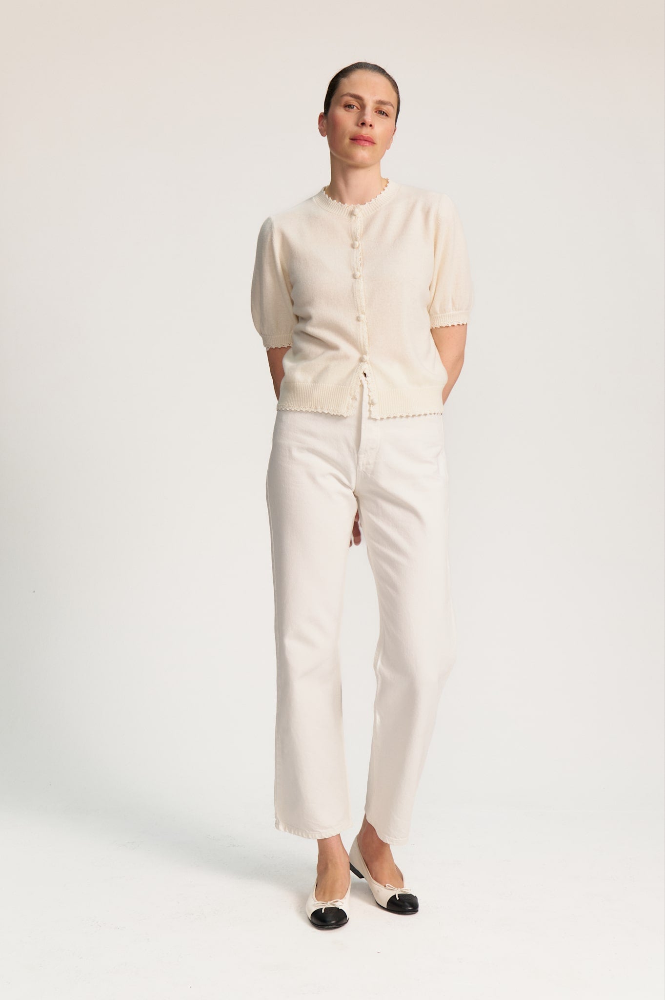 Rosie Short Sleeve Cardigan - Off White