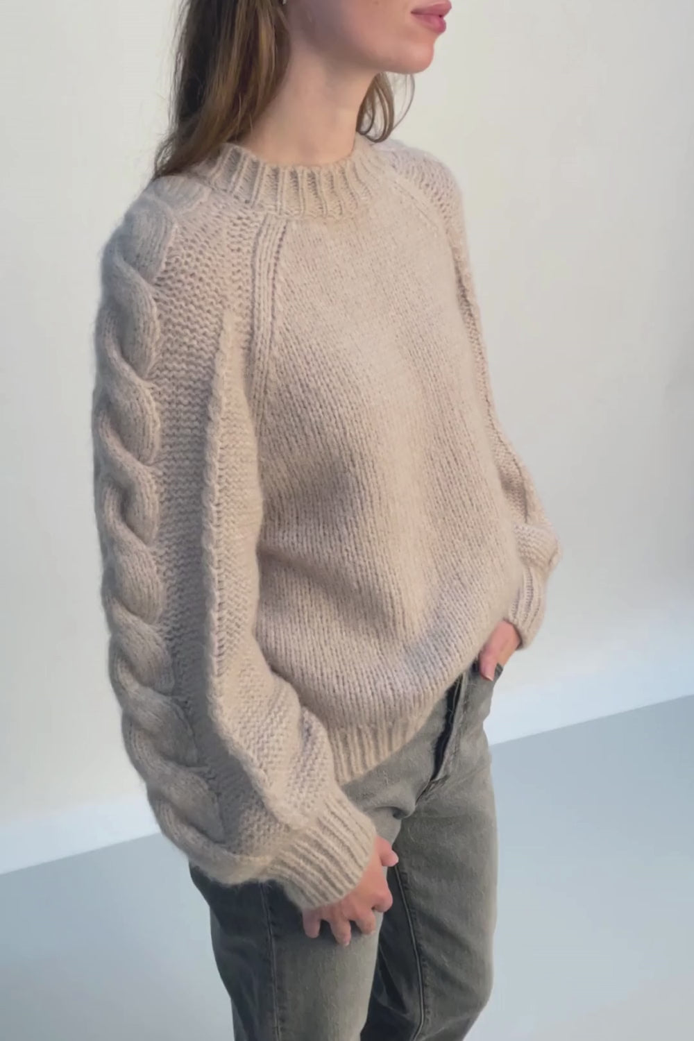 O'TAY Ida Sweater Blouses Light Taupe